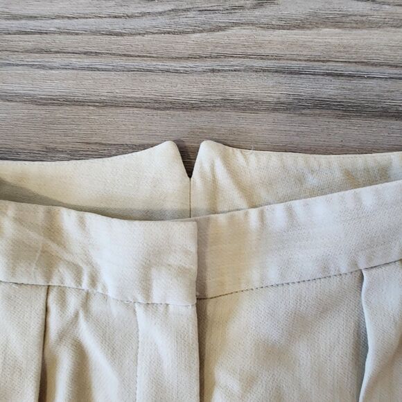 Iris & Ink Womens Maya Pleated Wool-blend Crepe Flannel Wide Leg Pants Beige Sz8 - Picture 3 of 14